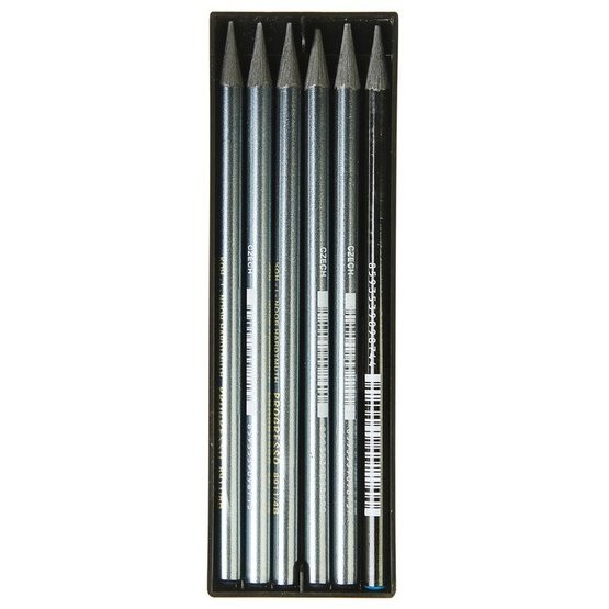 KOH-I-NOOR 8915 (06) Набор чернографитных карандашей Progresso без дерева, в лаке, 6 шт (8В, 6В, 4В, 2В, НВ, акварель), картон